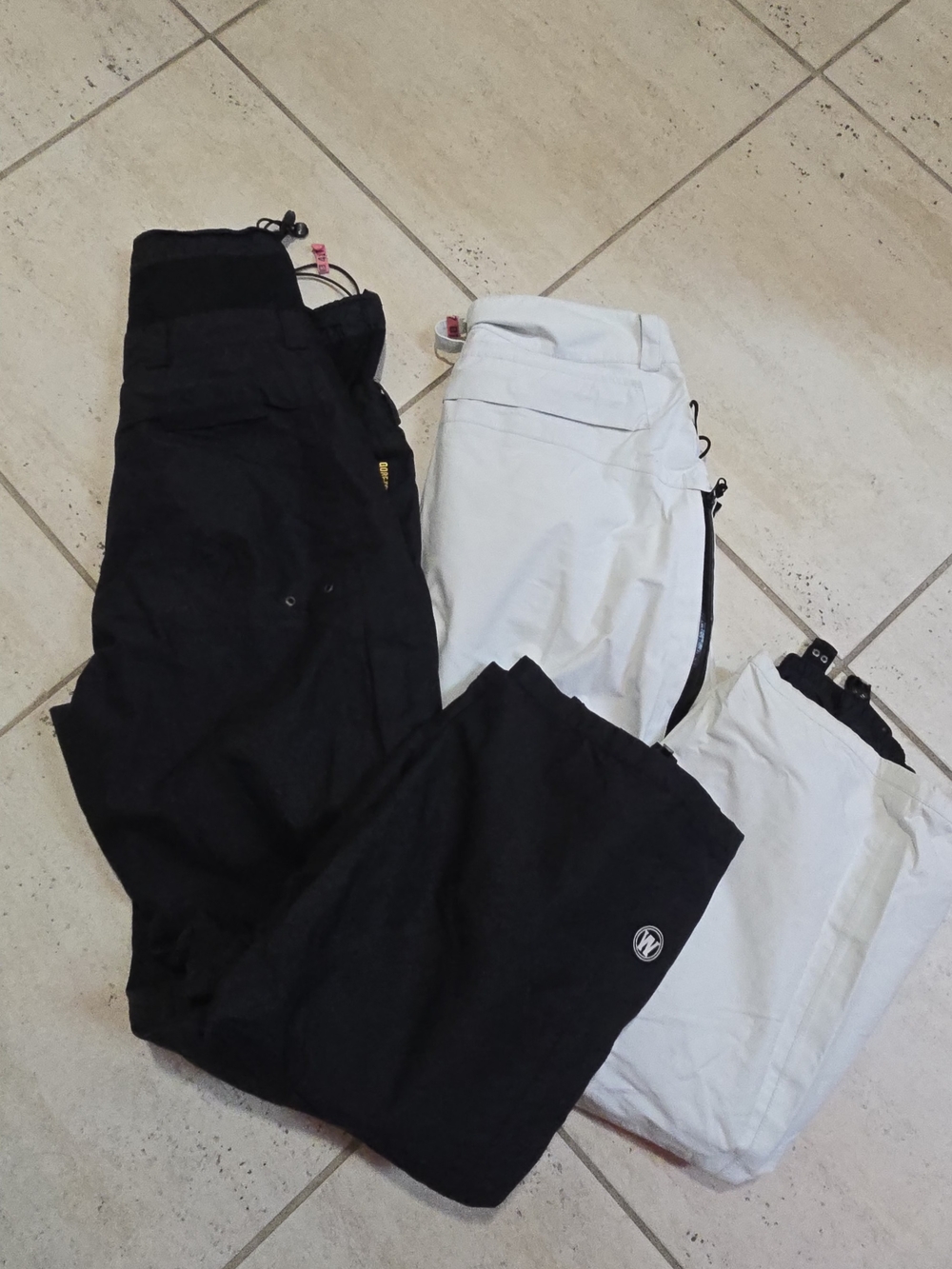 2 MATADOR Black and White Snow Pants - Two-Tone Ski Bibs